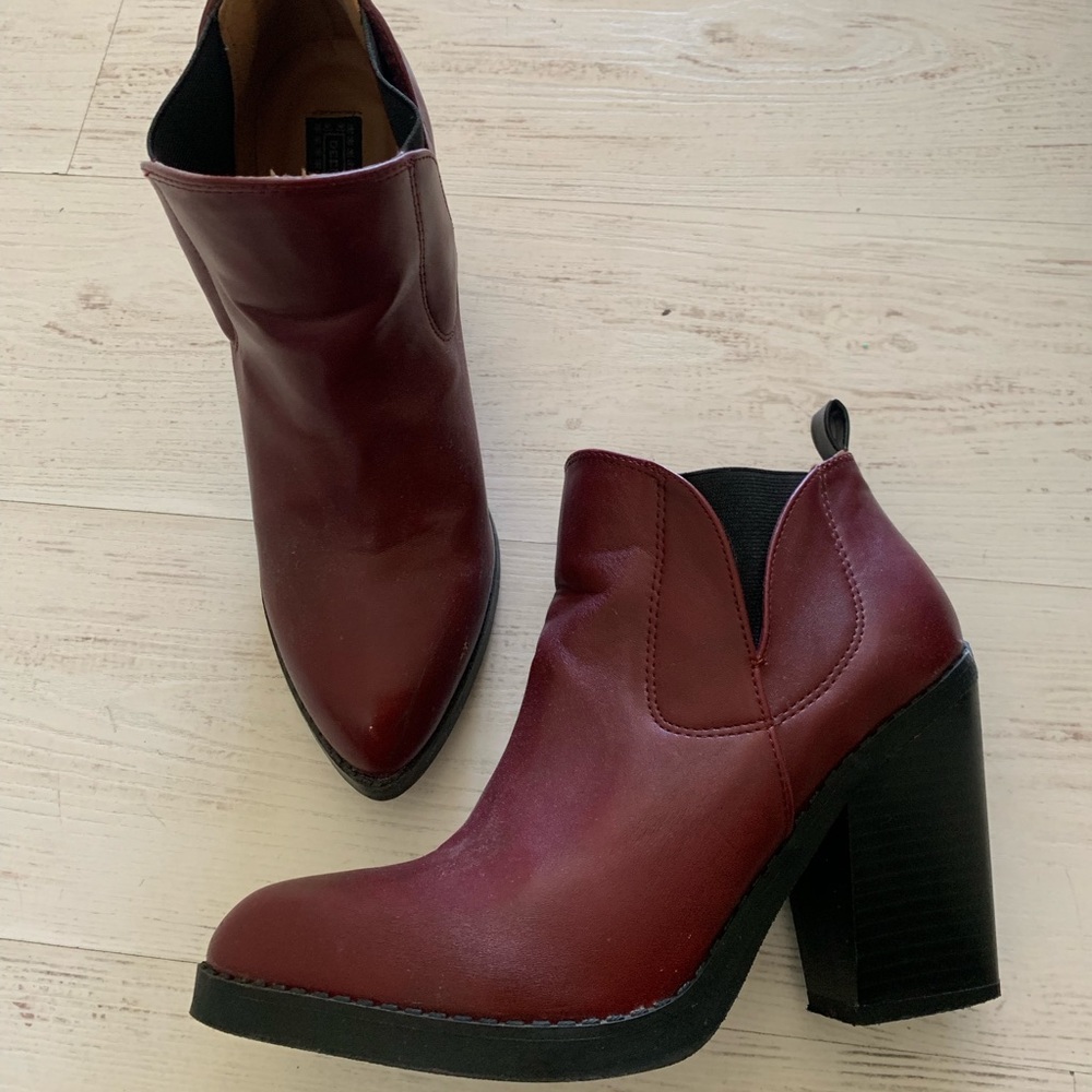 Burgundy booties by Deena & Ozzy